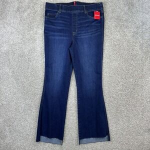 Spanx Step Hem Kick Flare Jeans Women XL Tall Midnight Shade Blue Pull On NEW